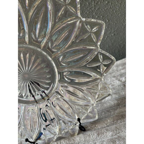 Federal Petal Clear Carnival Glass Circa 1960 Iridescent Salad Plate - Picture 5 of 11